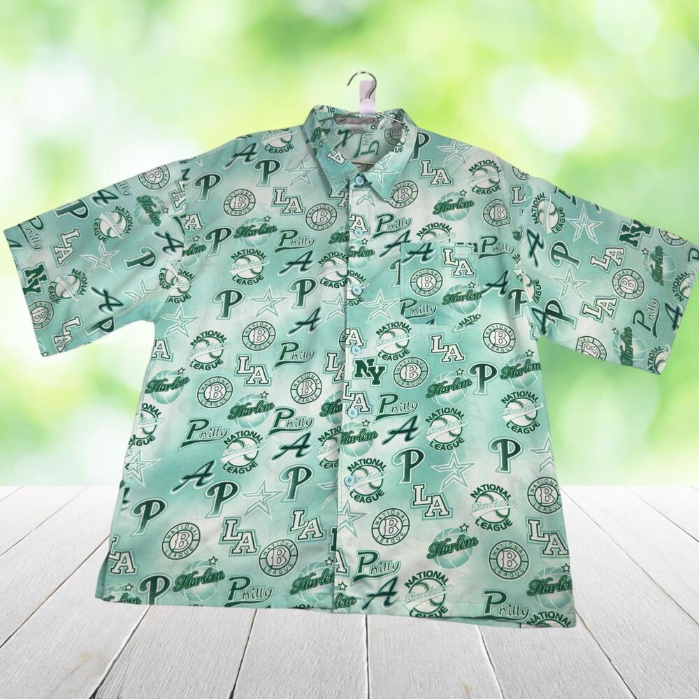 Vintage AOP Baseball Team Novelty Print Shirt Short Sleeve ButtoKorea Mens 3XL
